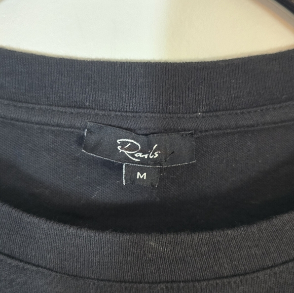 New Rails Zena Drawstring Keyhole Cropped Crewneck Tee Black Medium - Picture 7 of 9